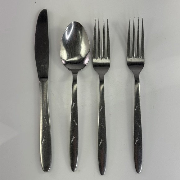 The Unbranded Brand Other - Ashton Stainless Japan MCM Wheat Motif Flatware 4 Piece Lot Knife Spoon Forks